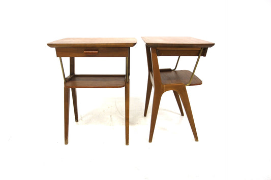 Coppia Comodini Svedesi Vintage Anni '50 Teak Faggio Cassetto 43cm | IN ARRIVO AD OTTOBRE