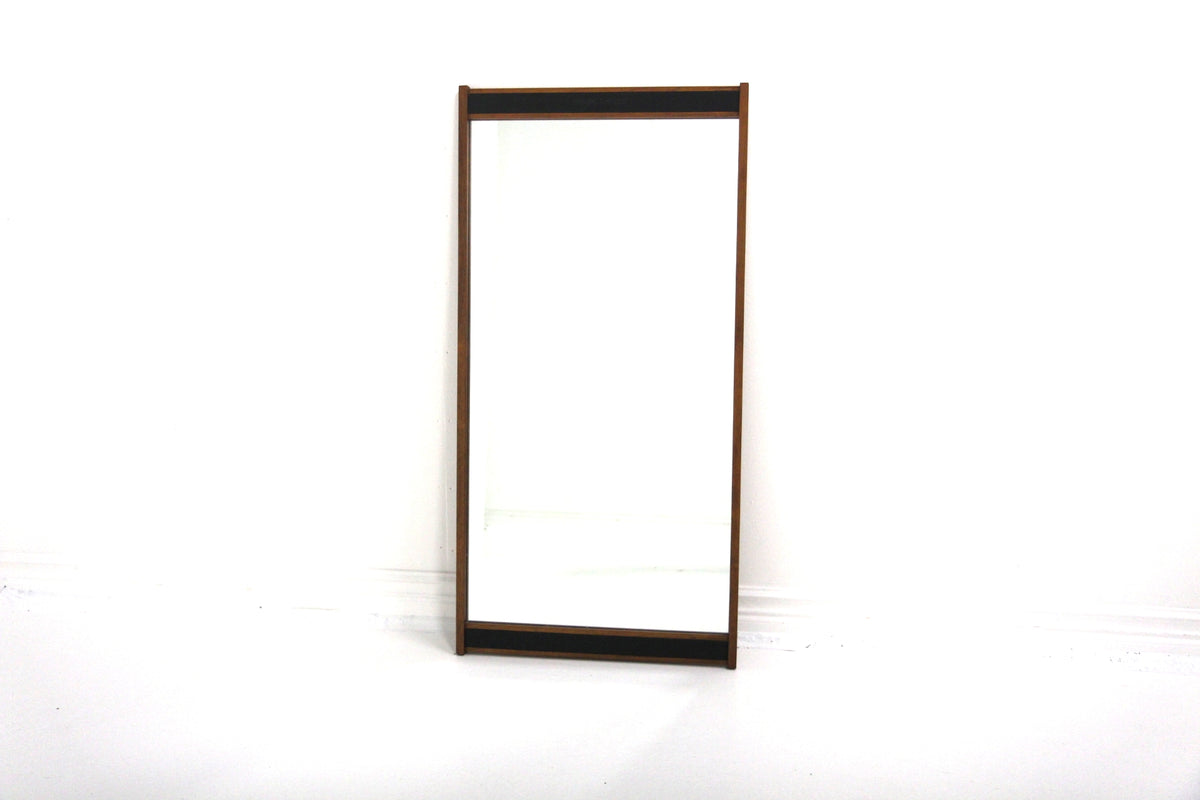 Specchio 115cm palissandro e pelle vintage design svedese anni 60 | sw29647