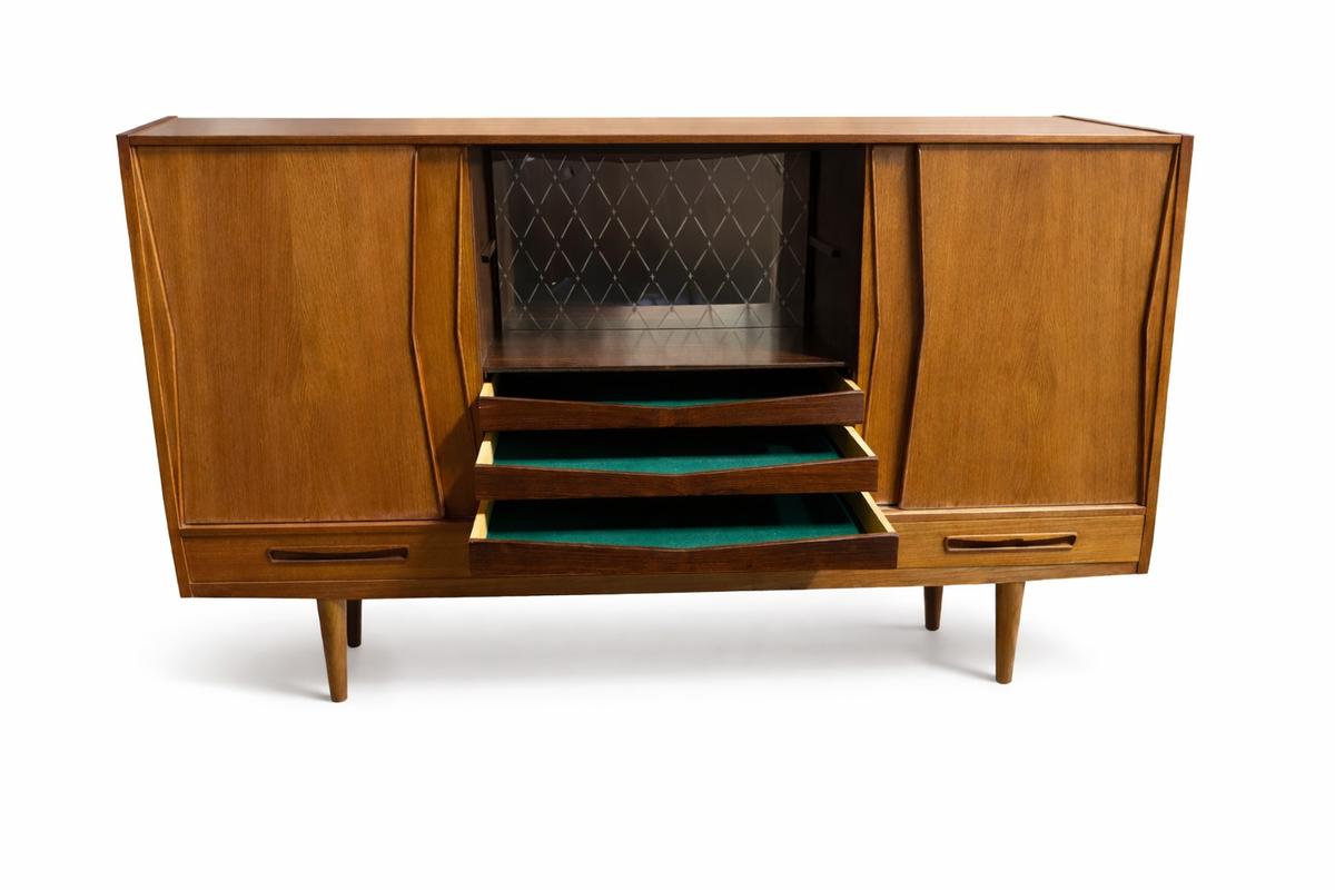 Credenza mobile bar in teak 183cm design danese vintage anni 60 | fz9903
