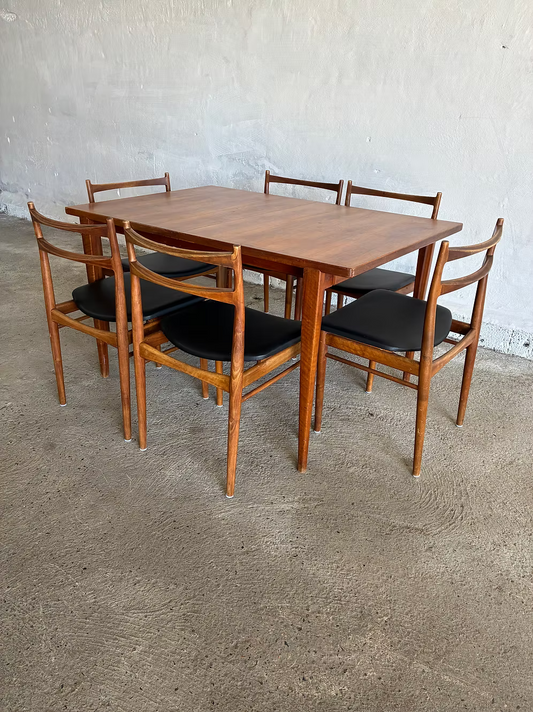 Tavolo Henry Rosengreen + set 6 sedie design danese vintage anni 50 | ck2379