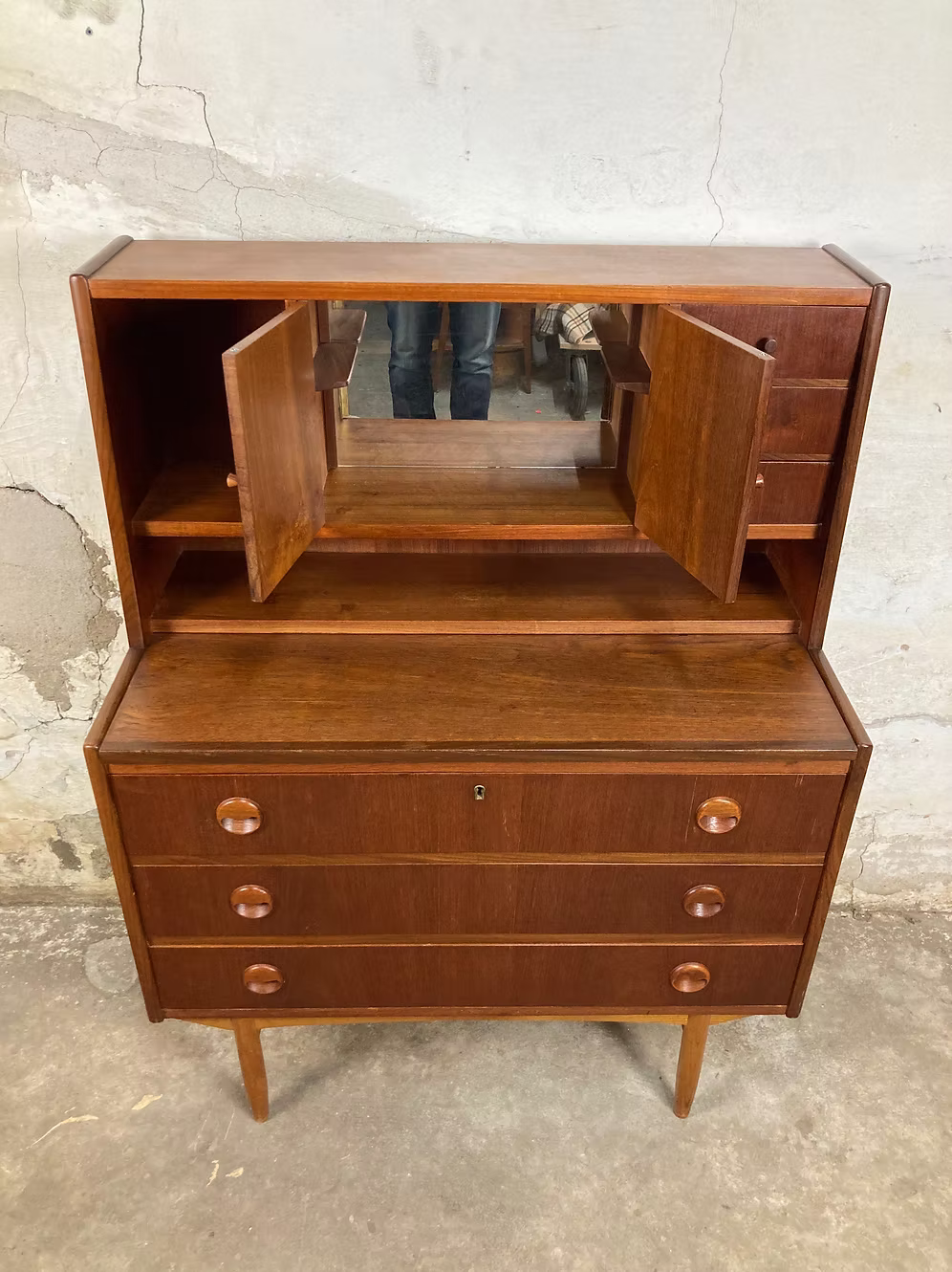 Scrittoio teak e rovere design danese vintage anni 50 | ck1536