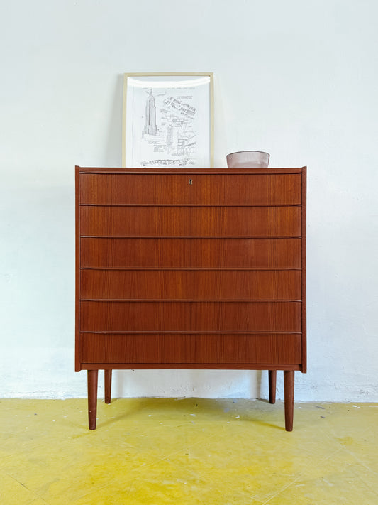 Cassettiera verticale vintage danese anni 60 teak 6 cassetti ampi originale