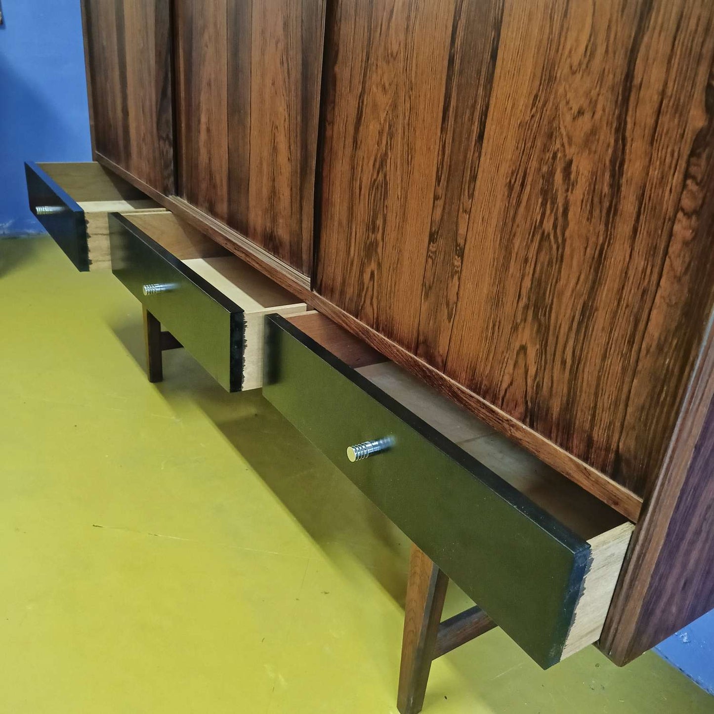 Credenza Danese Palissandro 165cm | Cassetti Laccati Nero