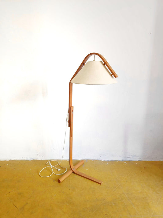 Lampada terra Jan Wickelgren vintage svedese anni 60 betulla regolabile restaurata