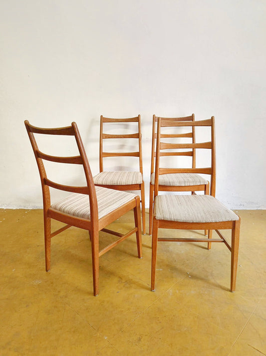 Set 4 sedie vintage danesi quercia schienale tre listelli curvati design anni 60