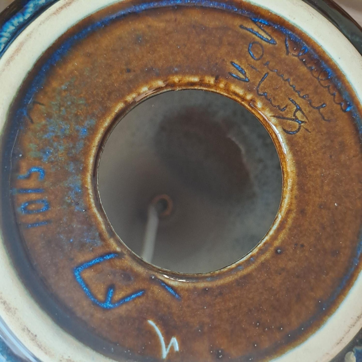 Lampada da tavolo vintage Sohølm danese | ceramica blu