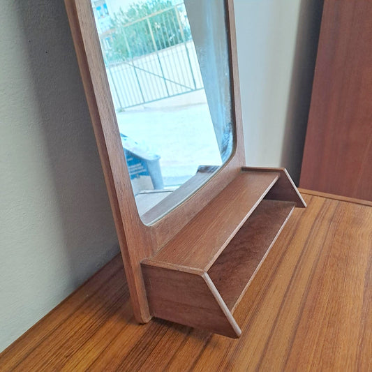 Specchio con base vintage design danese anni 50 | teak 83cm