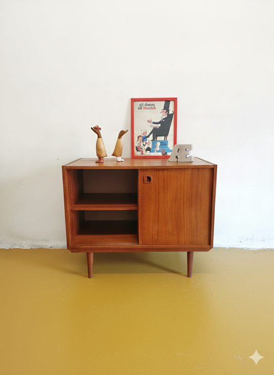 Sideboard Danese Vintage Anni '50 Teak Ante Scorrevoli Compatto 89cm