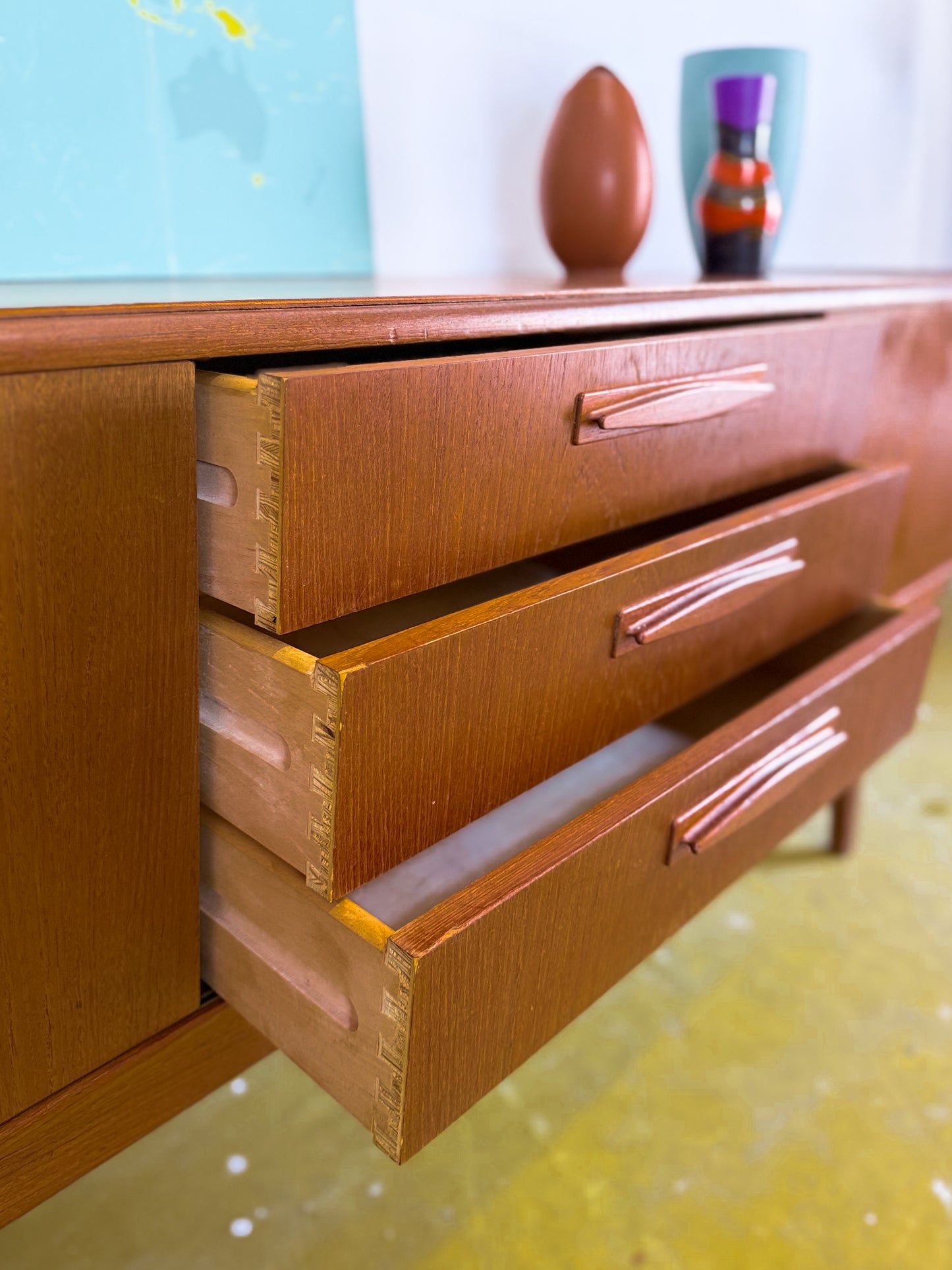 Sideboard Danese Teak Palissandro 195cm Base Curva | Anni 50 Vintage