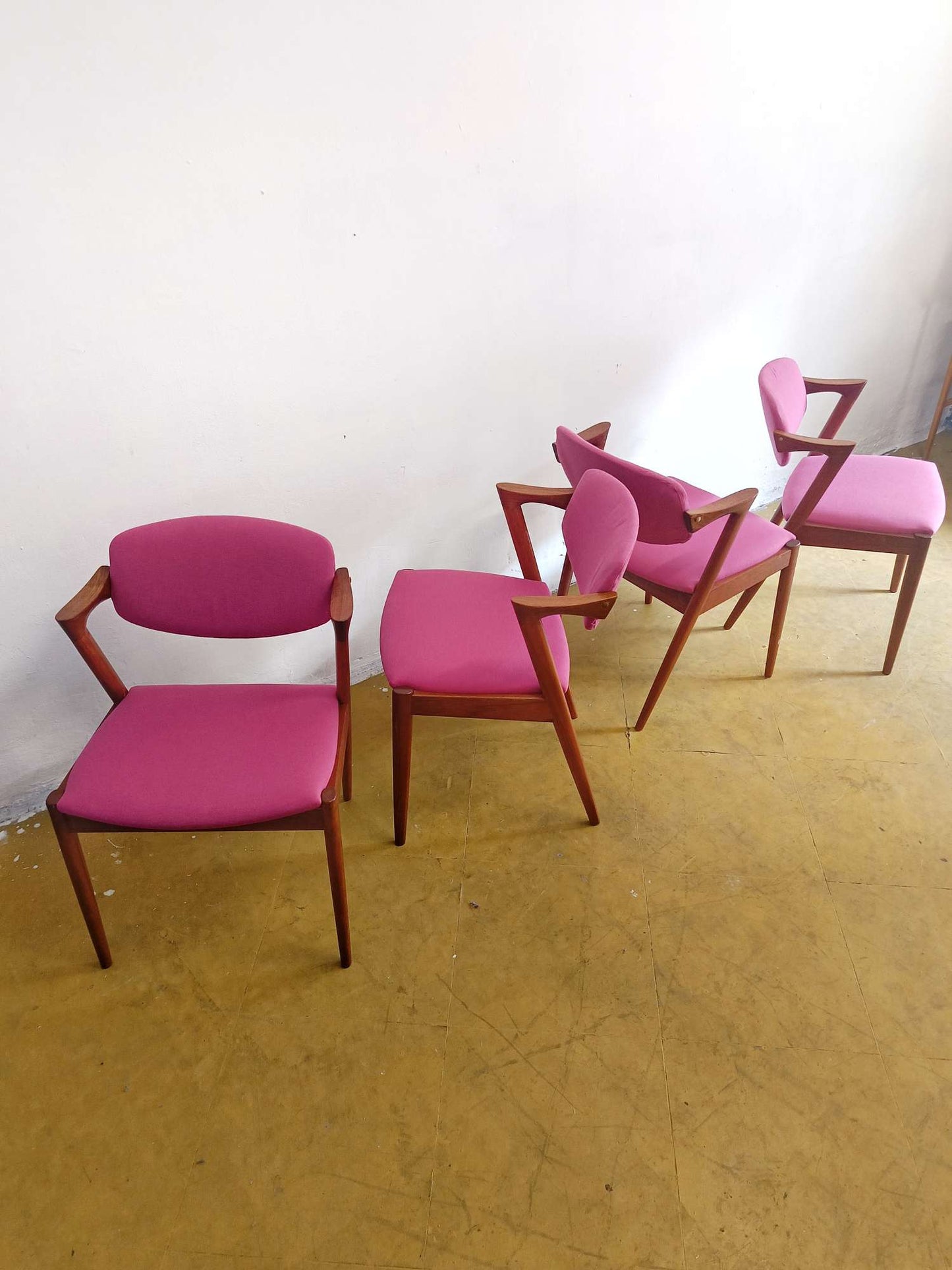Sedie Kai Kristiansen Model Z n.42 Teak Ristoffate | Set 4 Vintage Anni 60