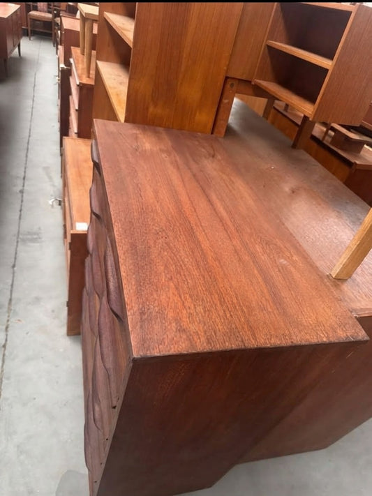 Cassettiera danese vintage anni '60 in teak | maniglie a onda | 6 cassetti | 100st18