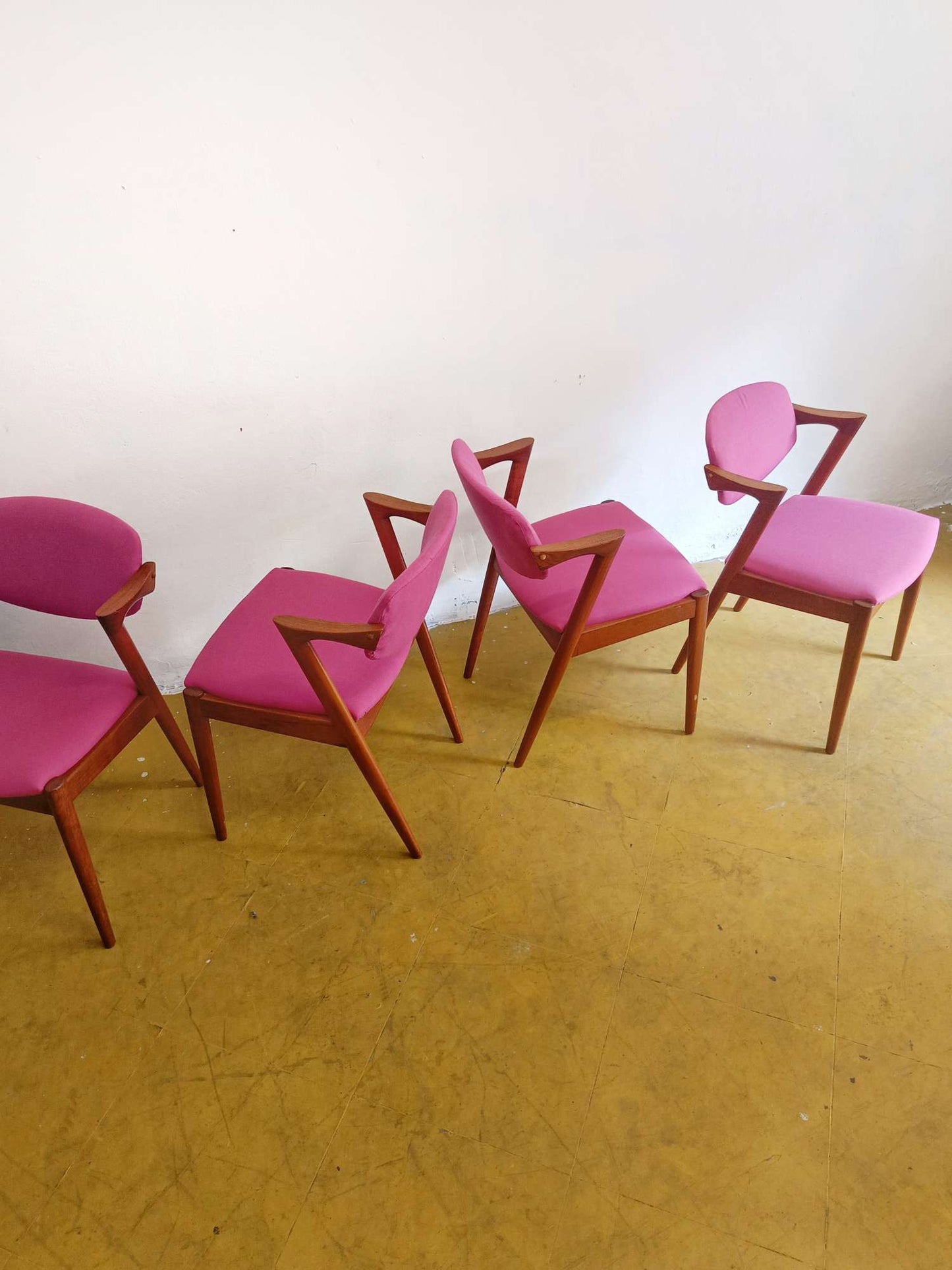 Sedie Kai Kristiansen Model Z n.42 Teak Ristoffate | Set 4 Vintage Anni 60