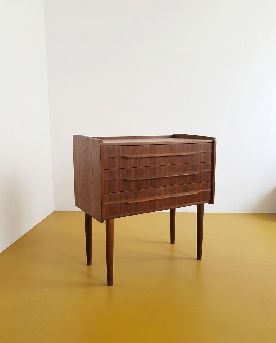 Comodino danese vintage anni '60 teak | tre cassetti | 99vntX