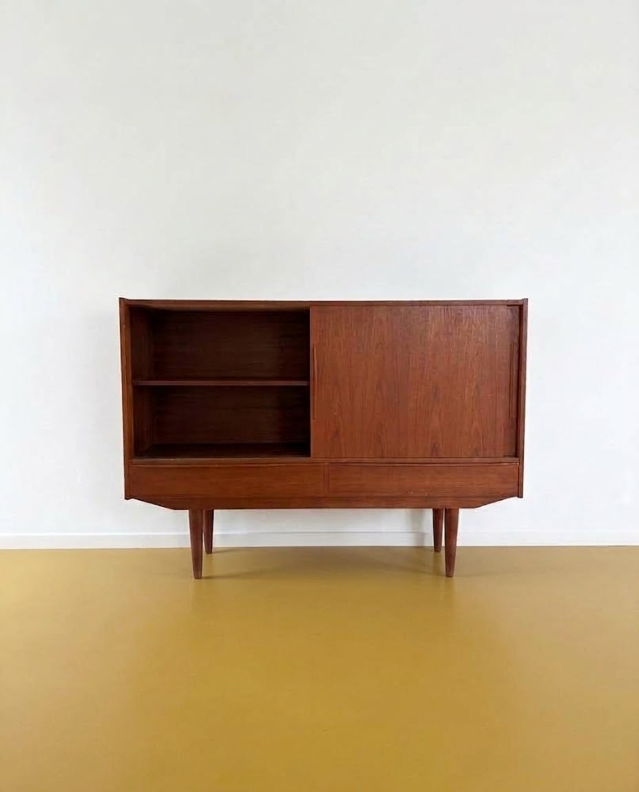 Credenza Teak Ante Scorrevoli e Vano a Giorno Design Danese Anni '60 | 150 cm | 99vnt150