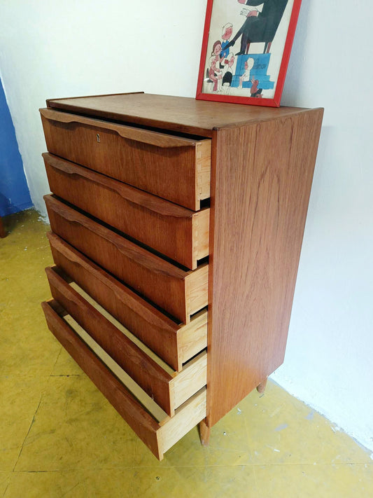 Cassettiera Teak Danese Vintage Anni 50 | Sei Cassetti Verticale 108cm