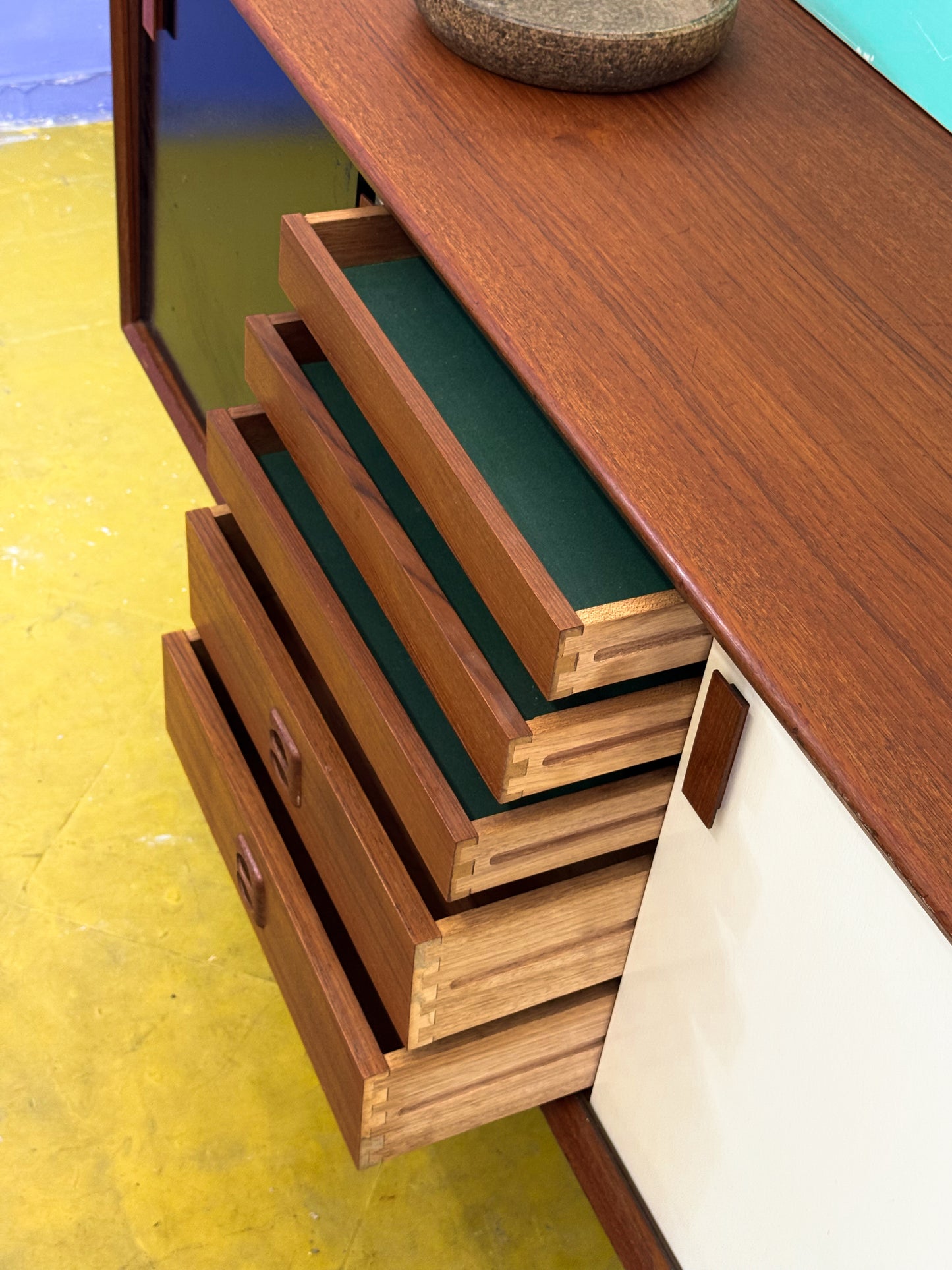 Sideboard Danese Teak 199cm | Ante Laccate Nero Bianco