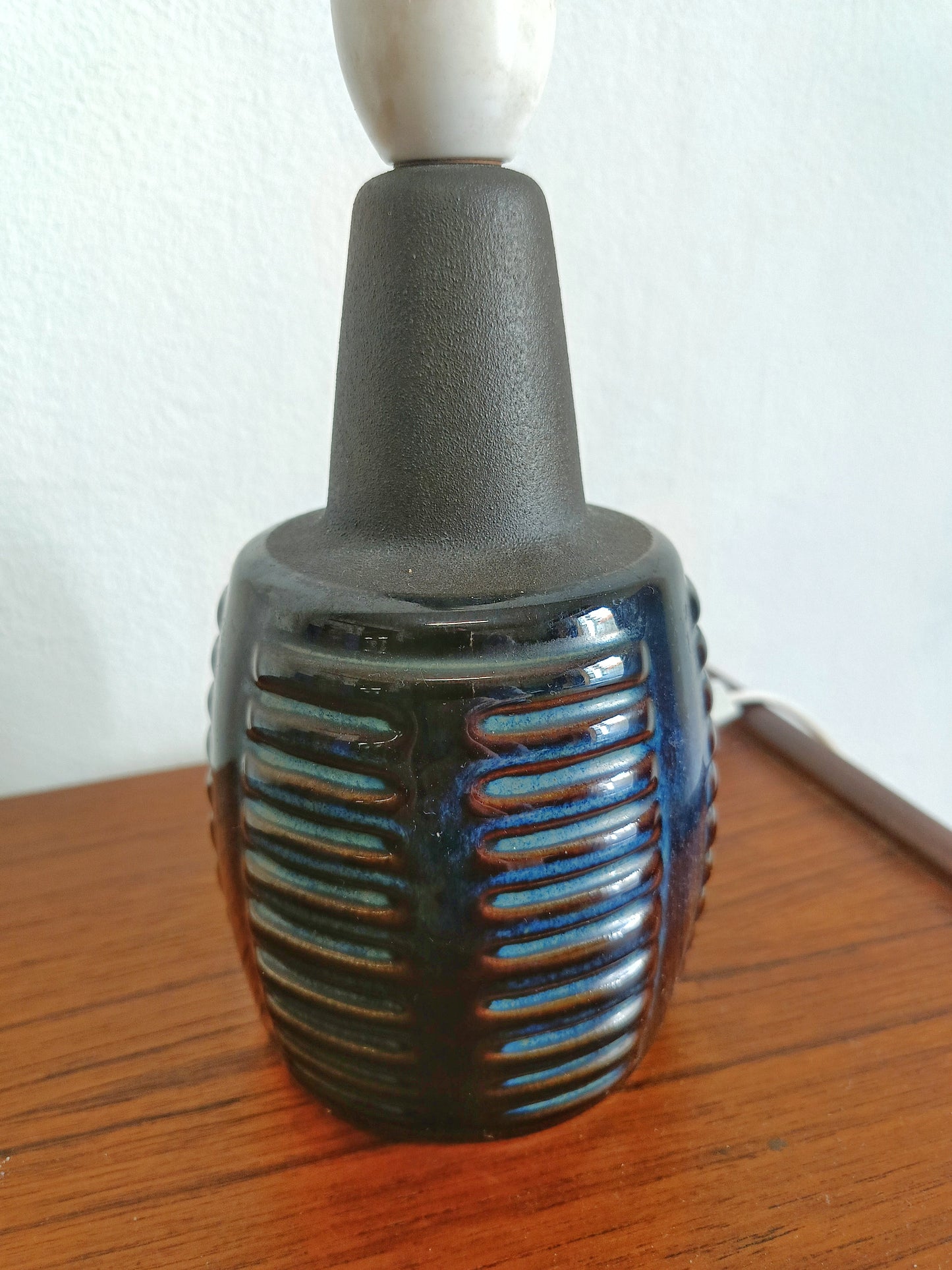Lampada Tavolo Søholm Ceramica Anni '60 Decorazione Blu Bruno Danese