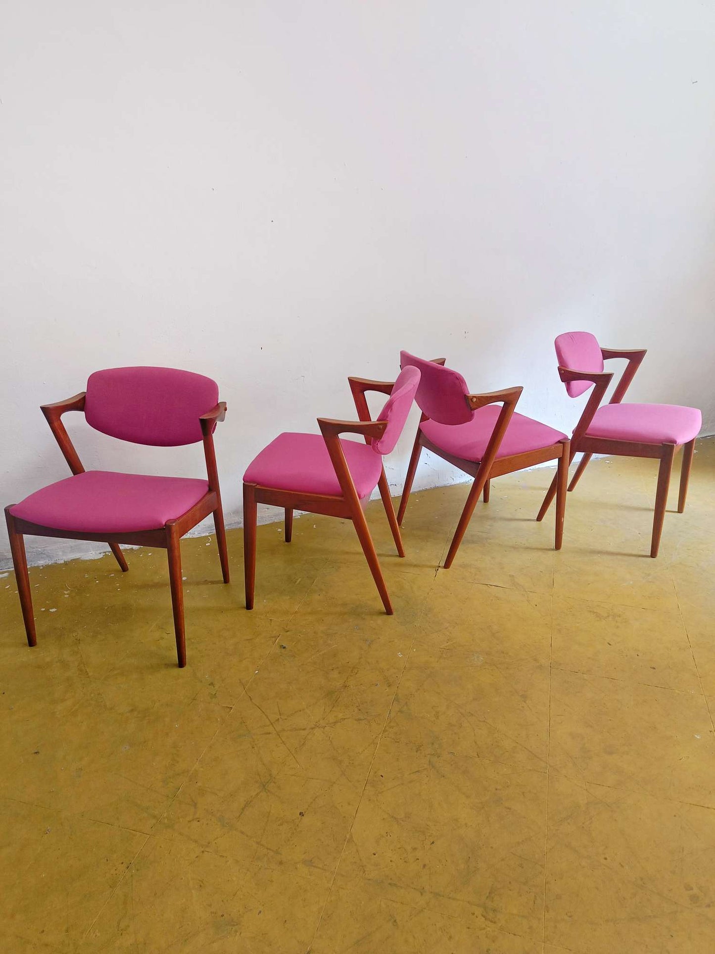 Sedie Kai Kristiansen Model Z n.42 Teak Ristoffate | Set 4 Vintage Anni 60