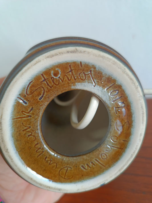 Lampada Tavolo Søholm Ceramica Anni '60 Decorazione Blu Bruno Danese