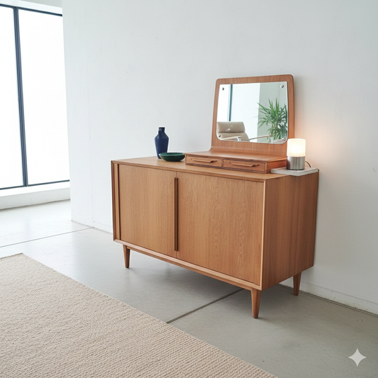 Specchio sospeso Johannes Andersen danese anni 50 | teak 61cm