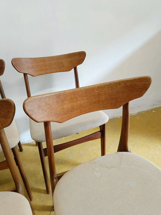 Sedie Schønning & Elgaard Danesi Vintage Anni '50 Teak | set 4 sedie bianche