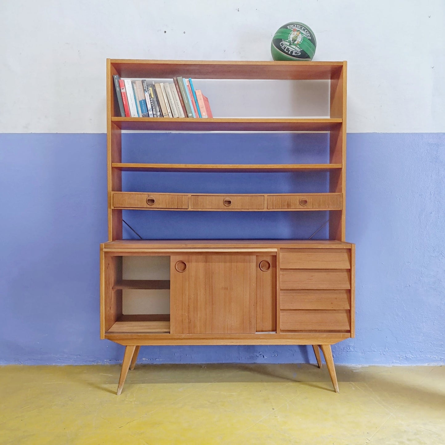 Libreria scrittoio design svedese vintage anni 60 [83sw24614] misure L.120 H.163,5 P.28