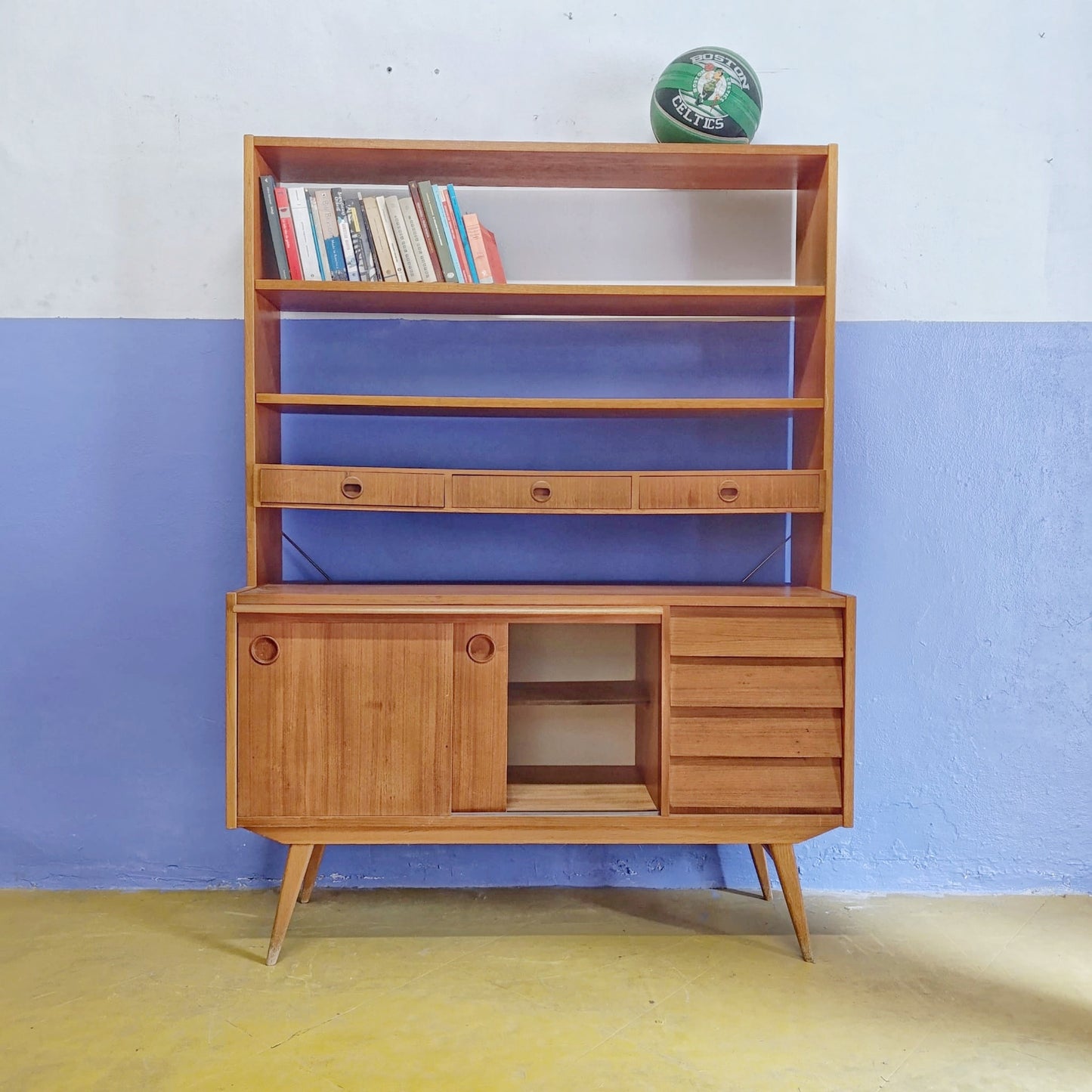Libreria scrittoio design svedese vintage anni 60 [83sw24614] misure L.120 H.163,5 P.28
