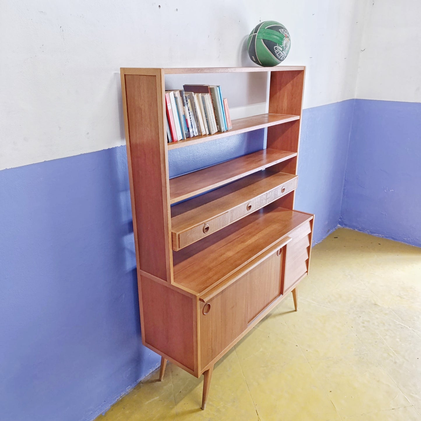 Libreria scrittoio design svedese vintage anni 60 [83sw24614] misure L.120 H.163,5 P.28