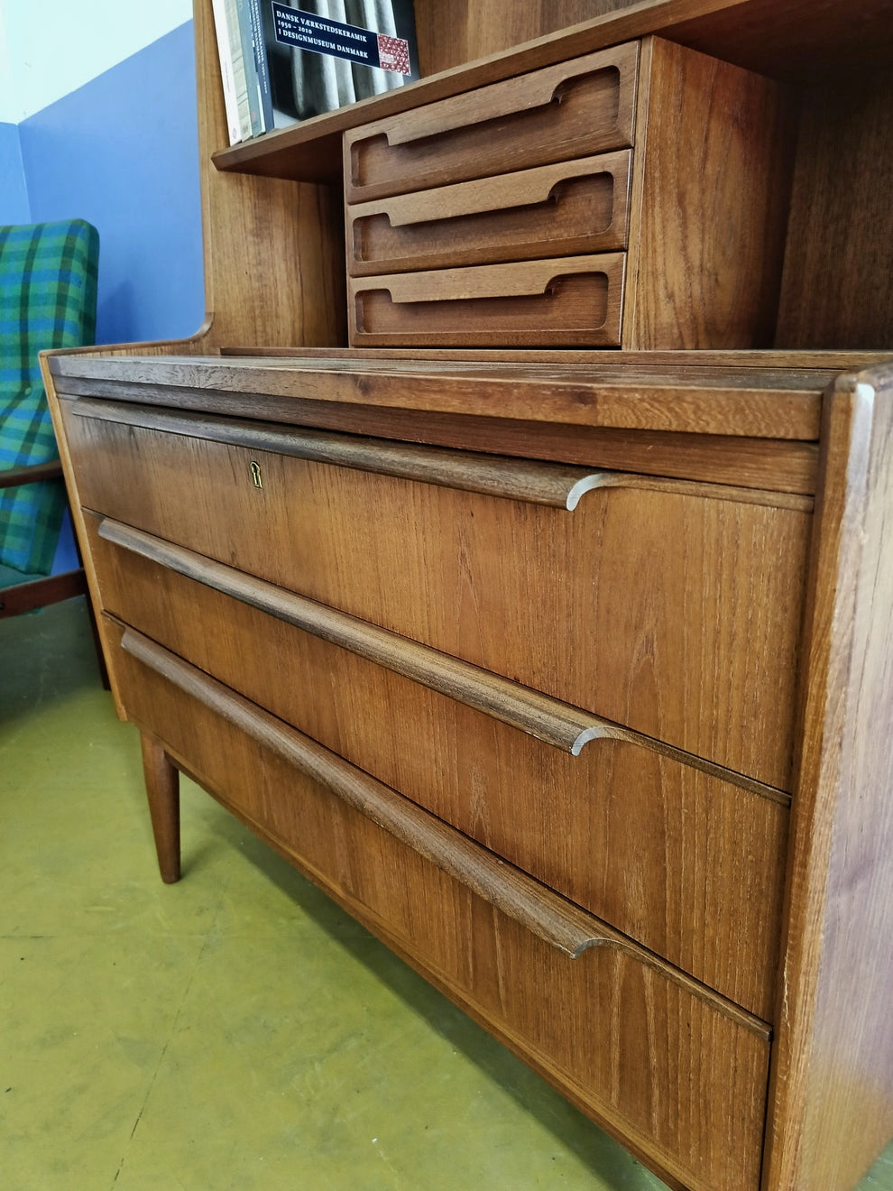 Libreria/scrittoio design danese vintage anni 50 [89ck1835] misure L.163 H.100 P.48