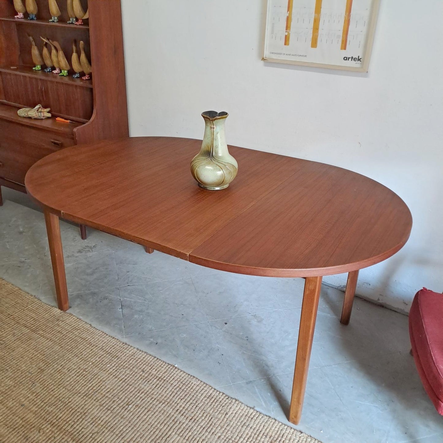 Tavolo tondo design danese vintage anni 60 [81sw25164] misure L.110+55 H.72