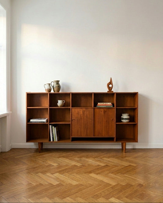 Libreria teak design danese anni 50 [97ck2264] | misure L.200 H.113 P.25 * IN ARRIVO AD APRILE *