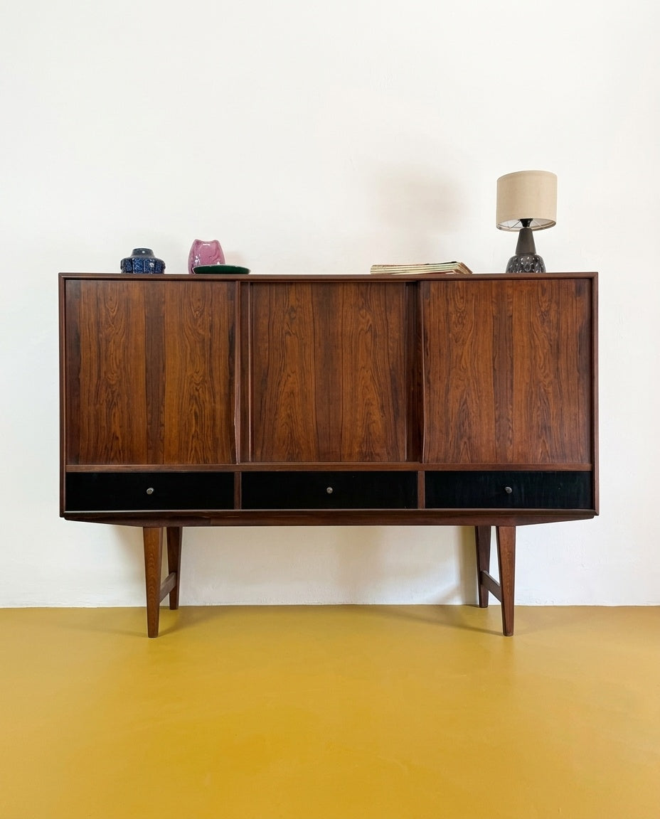 Credenza Danese Palissandro Cassetti Laccati Nero | 165cm | pali