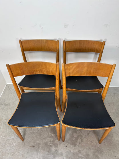 Set 4 Sedie faggio Peter Hvidt design svedese vintage anni 60 | nr10664