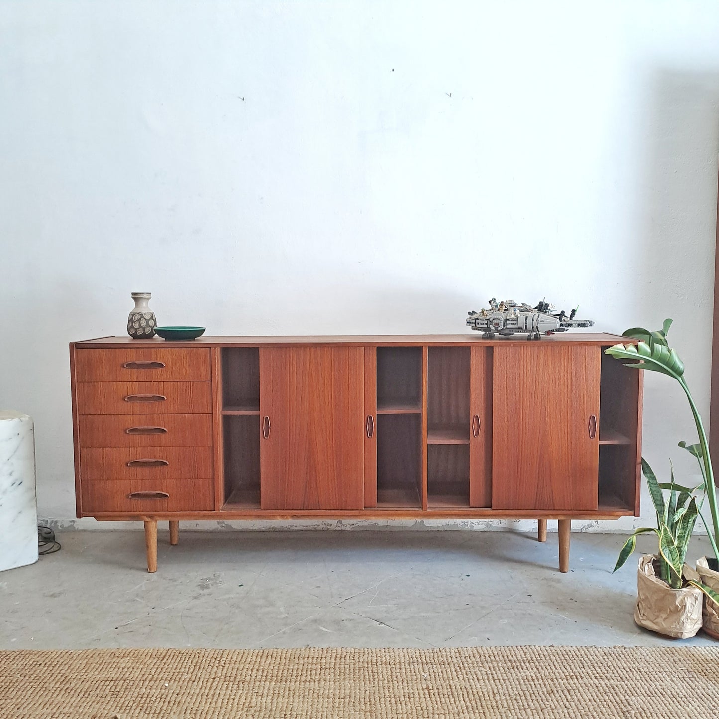 Sideboard design danese vintage anni 50 [75ck6-1298] misure L.199 H.84,5 P.40