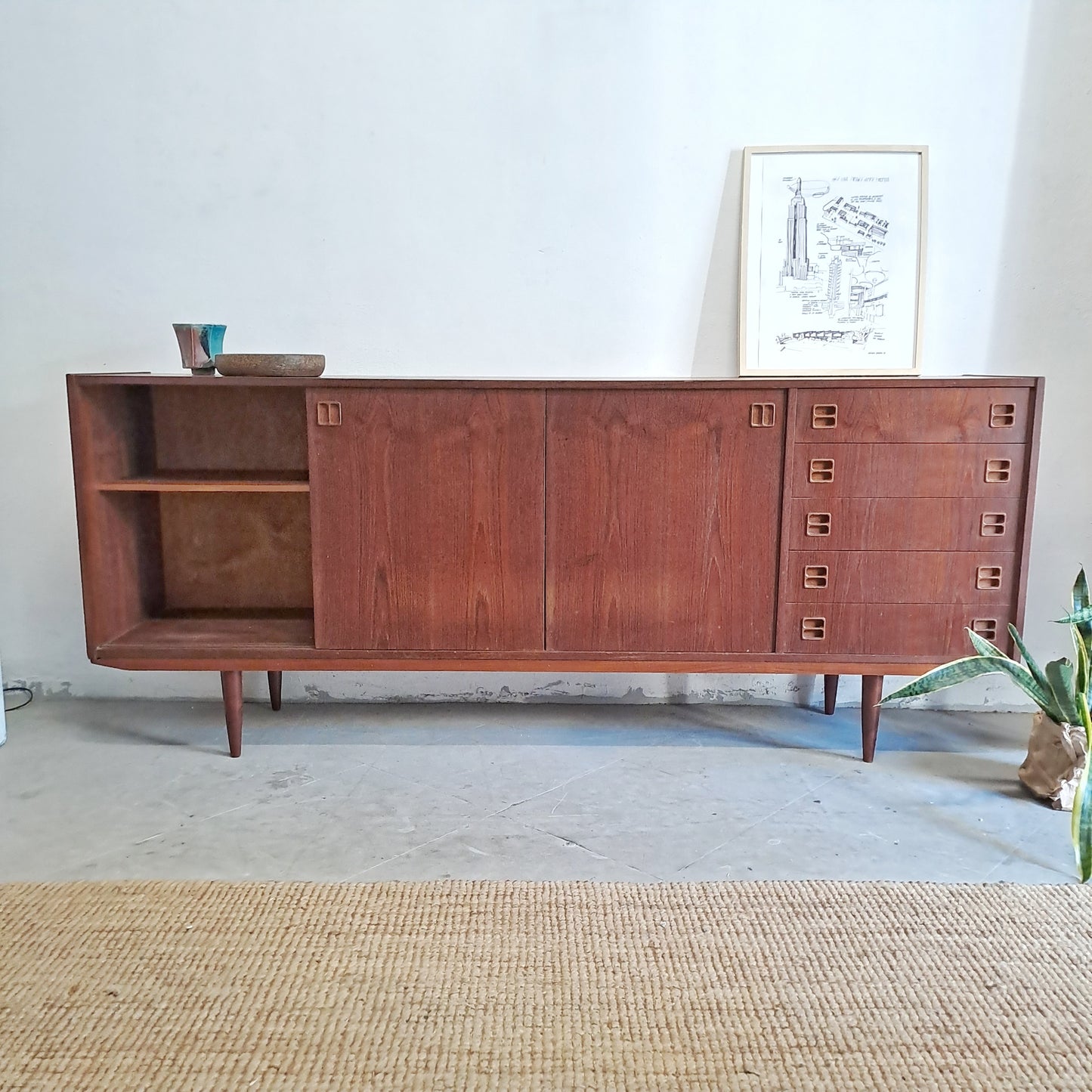 Sideboard vintage design danese originale anni 50 [68vc-2] misure L.200 H.84 P.43