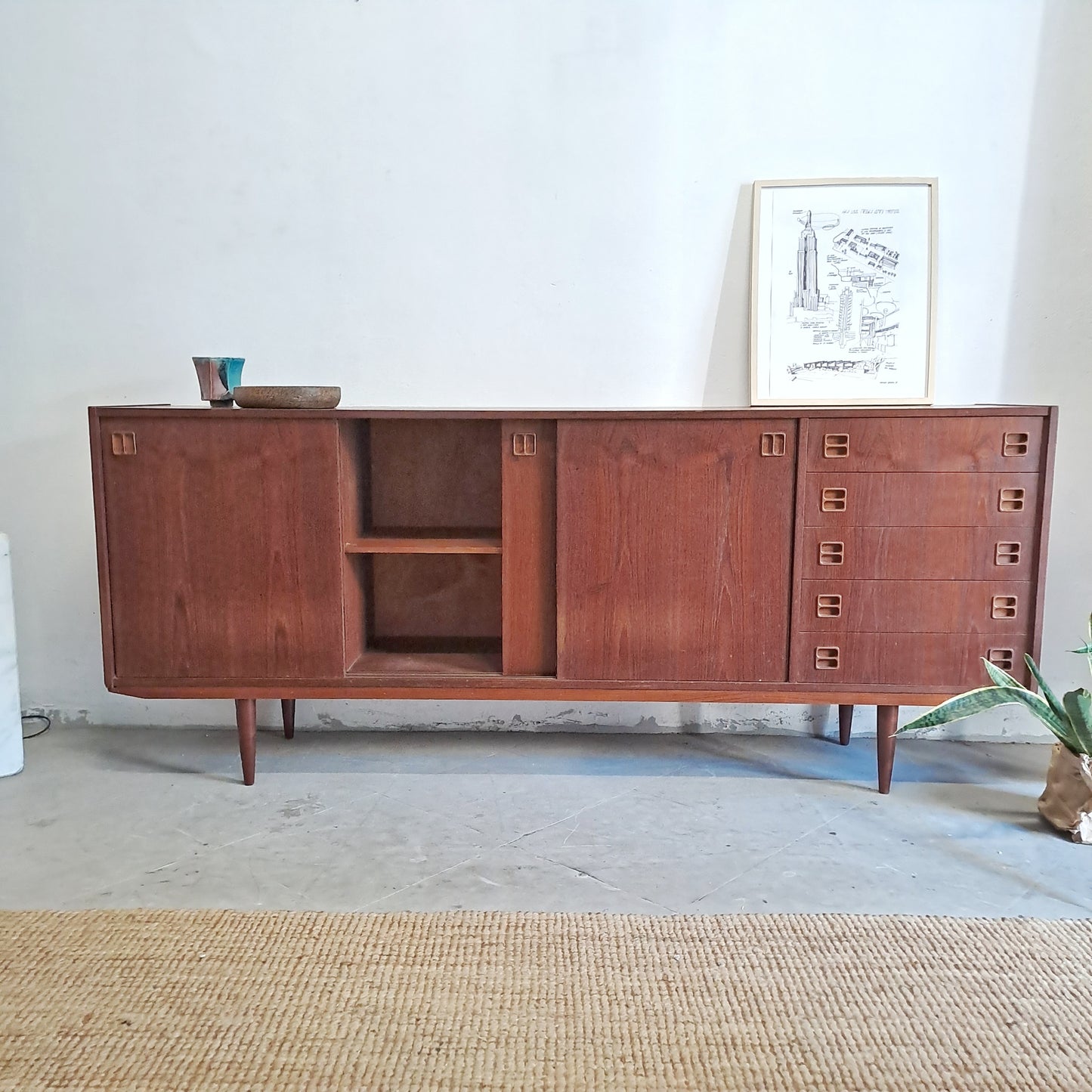 Sideboard vintage design danese originale anni 50 [68vc-2] misure L.200 H.84 P.43