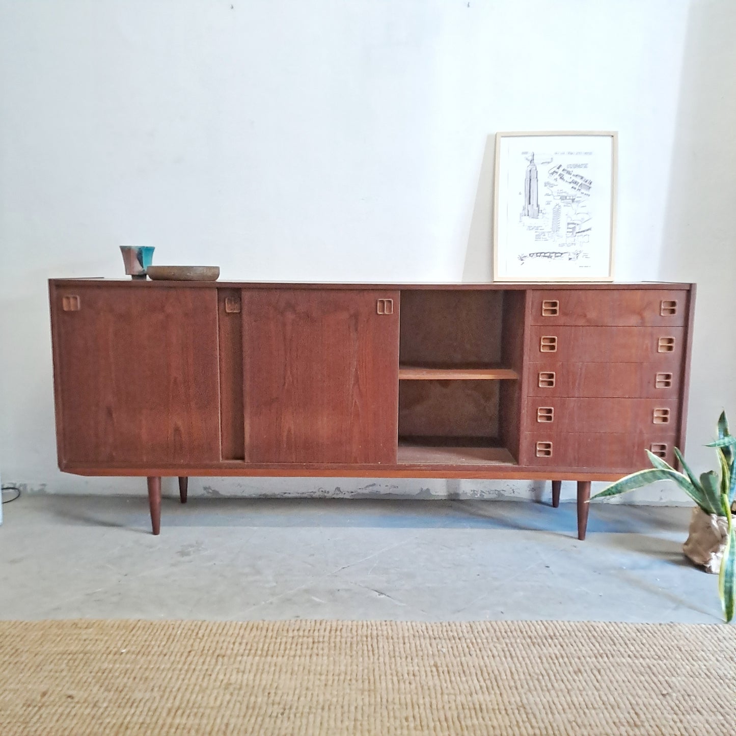 Sideboard vintage design danese originale anni 50 [68vc-2] misure L.200 H.84 P.43