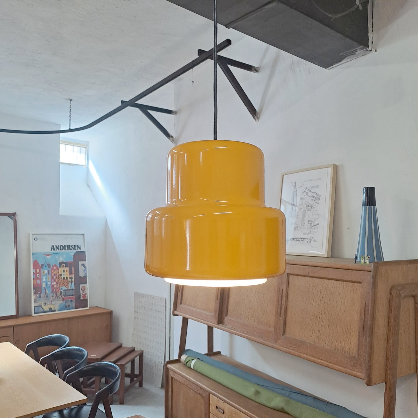 Lampadario a sospensione Poker Mini Fog&Morup design danese vintage anni 50 [71rt-lampgialla]