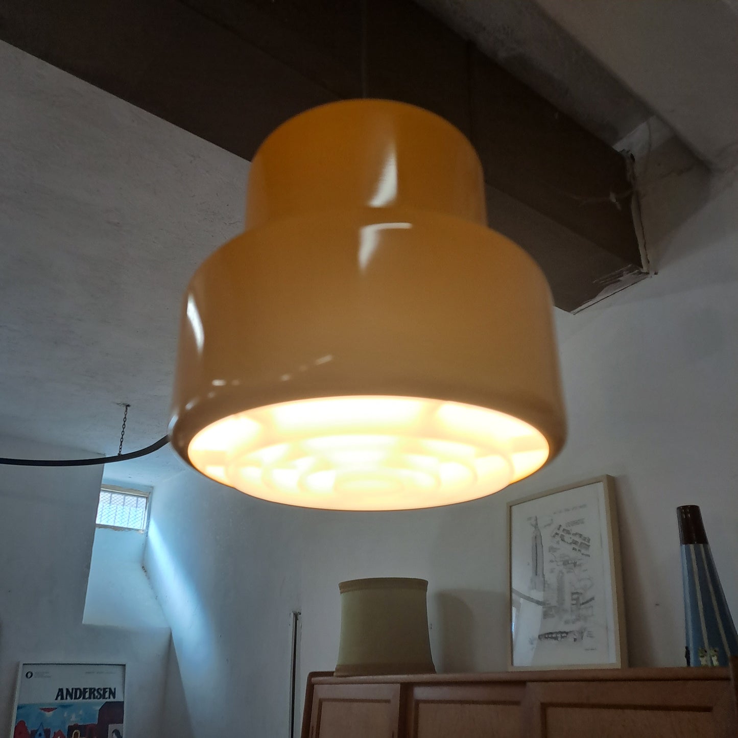 Lampadario a sospensione Poker Mini Fog&Morup design danese vintage anni 50 [71rt-lampgialla]