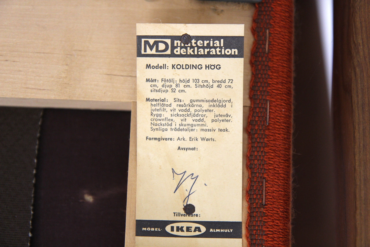 Poltrona "Kolding" Erik Wørtz design svedese vintage anni 60 [sw22181] misure L.72 H.102 P.85