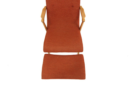 Poltrona e poggiapiedi design svedese vintage anni 50 [sw25057] misure L.67/55 H91/41 P.101/35