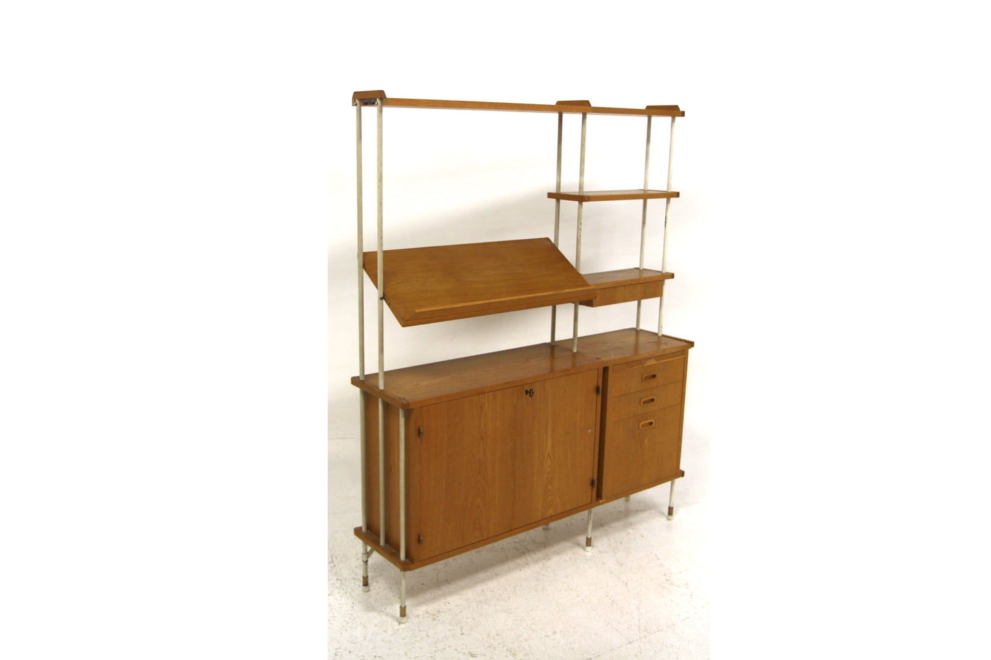 Libreria "Prydno" design svedese vintage anni 50 [sw25843] misure L.131 H.164 P.32
