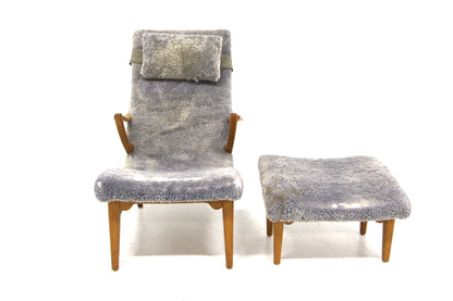 Poltrona e poggiapiedi design danese vintage anni 60 [sw26644] misure L.65 H.96 P.110