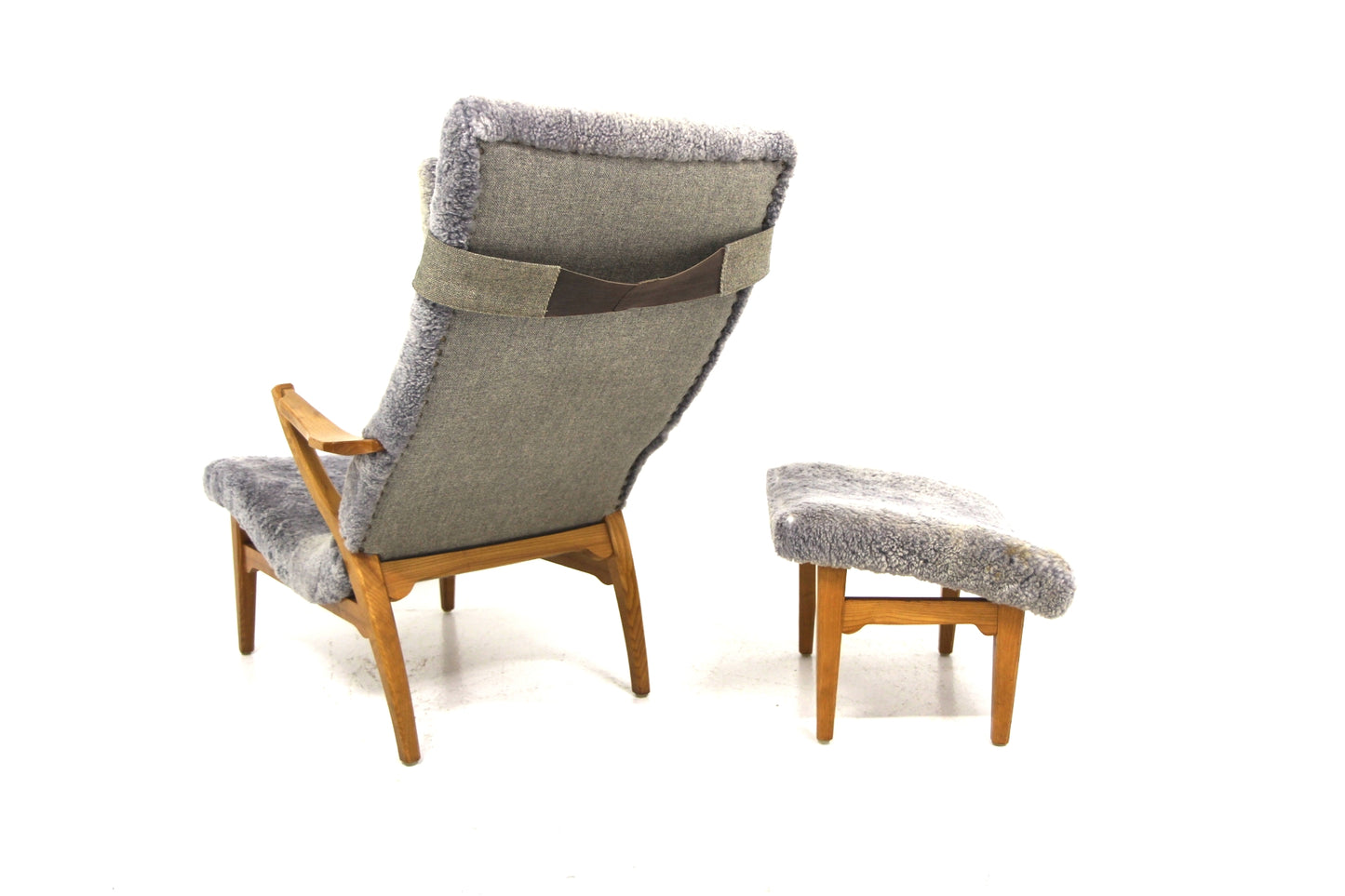 Poltrona e poggiapiedi design danese vintage anni 60 [sw26644] misure L.65 H.96 P.110