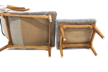 Poltrona e poggiapiedi design danese vintage anni 60 [sw26644] misure L.65 H.96 P.110