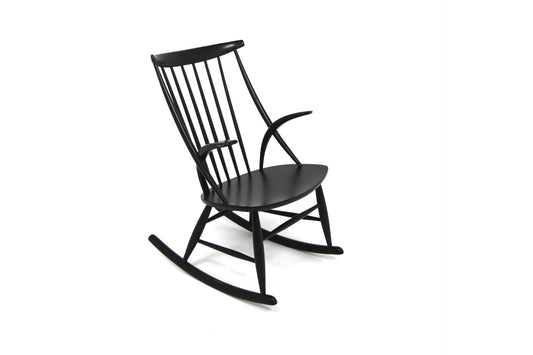 Sedia a dondolo "No 3" Illum Wikkelsø design danese vintage anni 60 [sw26704] misure L.58 H.92 P.75
