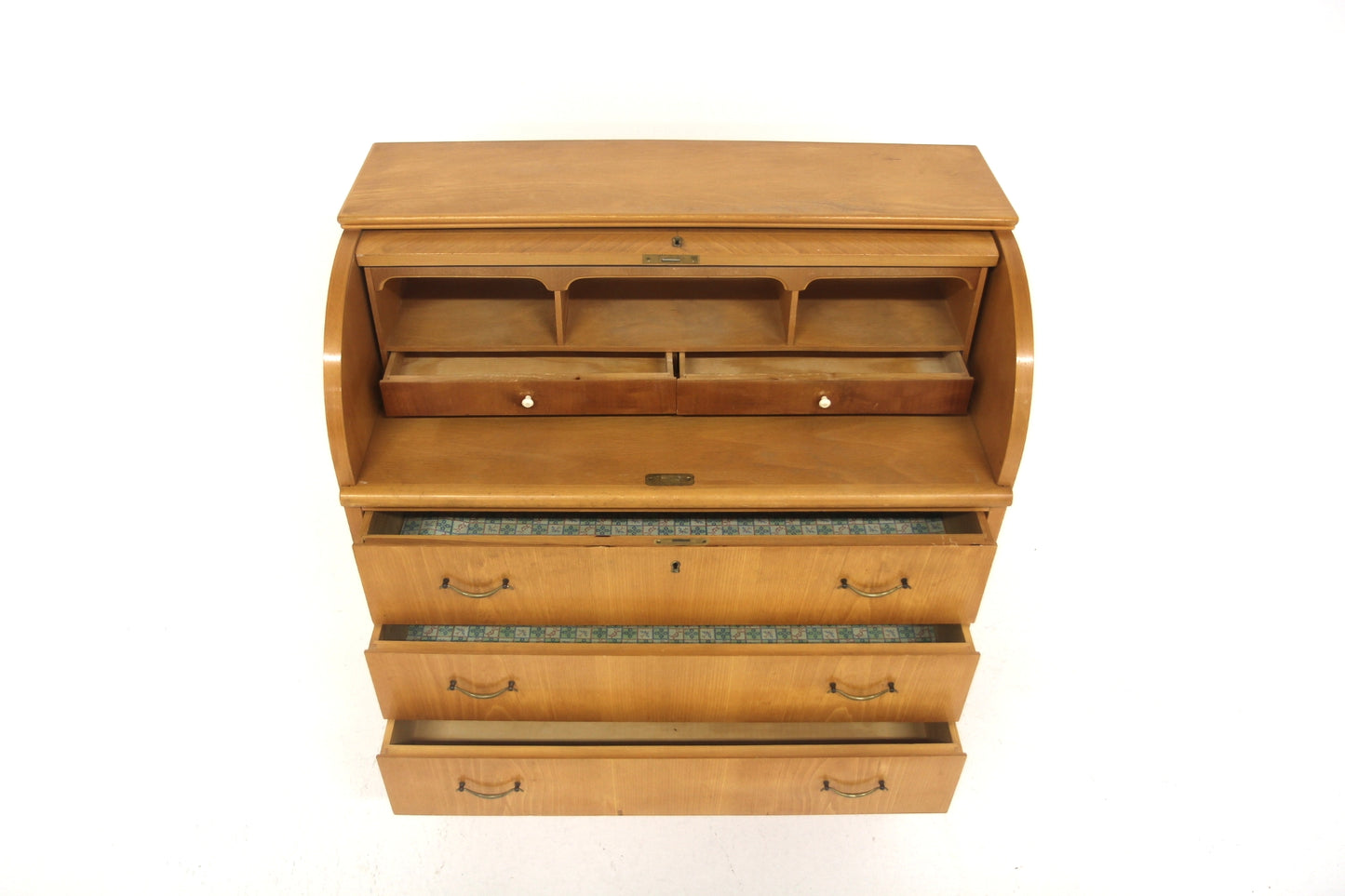 Scrittoio tondo design danese vintage anni 40 [sw28657] misure L.86 H.97 P.46