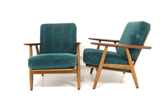 Poltrone coppia "Cigarr Chair, GE-240" Hans J Wegner design danese vintage anni 50 | sw29197