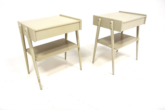 Comodini coppia bianco AB Carlström & Co Möbelfabrik design svedese anni 60 | sw29588