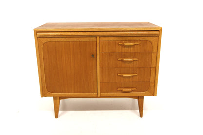 Sideboard 85cm con scrittoio e cassettiera teak design svedese anni 50 | sw29629
